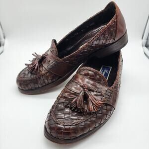 Vintage Bragano by Cole Haan 8.5M Woven Leather Loafers Italy Dress Shoes Mens